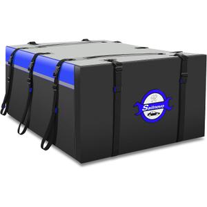 Sailnovo Car Roof Box 20 Cubic Feet Foldable Waterproof 1000D PVC Roof Bag Car with 8 Reinforced Straps 6 Door Hooks for Travel and Luggage Transport, for Most Vehicles with/without Roof Rack (Blue)