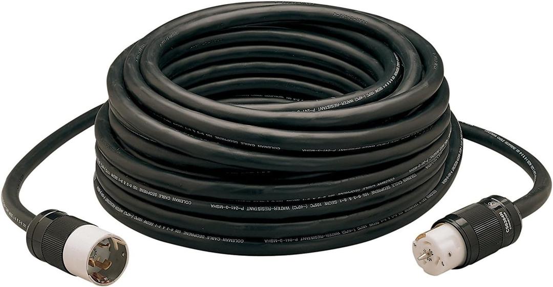 Southwire Extra Duty Outdoor Extension Cord, 100Ft, 8 Gauge, 50 AMP, Twist-to-Lock, Generator Cord, SEOW, Black, 19190008
