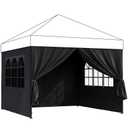 4PCS Canopy Sidewalls for 10x10 Pop Up Canopy with Church Windows, Waterproof & UPF50+ UV Protection, Windproof Fabric for Outdoor, Vendors, Camping, Party (Frame & Top NOT Included) (Black (4PCS))