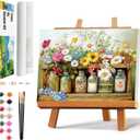 Qaisxoty Flowers Paint by Numbers Kit for Adults, Rolled Floral Adult Paint by Number, Complete Paint by Number Kit with Canvas, Box, Brushes, Acrylic Paints - DIY Home Decor & Gift (12x16)