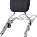 OUMURS Chrome Detachable Sissy Bar Passenger Rear Backrest Pad with Luggage Rack Compatible with Harley Touring 2009-2023; Road King, Road Glide, Street Glide, Electra Glide, Ultra Classic