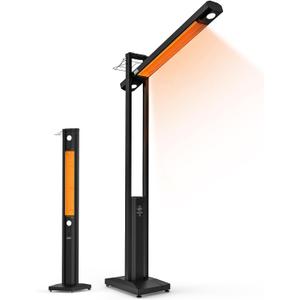 onlyfire FlexRay Heater - 80" Electric Infrared Patio Heater for Indoor & Outdoor Use, Freestanding Heater with Magnetic Remote & Cover, 3 Heat Modes + Light Mode,1500W, Overheat & Tip-Over Protection
