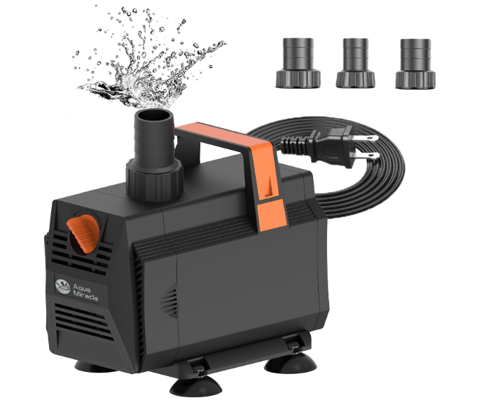 AquaMiracle 1200GPH Submersible Water Pump Pond Pump(4500L/H, 70W), Water Fountain Pump Aquarium Water Pump with Flow Control for Fish Tank, Waterfall, Statuary, Filtration, Water feature, Hydroponics