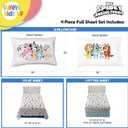 Sunny Side Up Bluey & Friends Full Sheet Set - 4 Piece Kids Bedding Set Includes Pillow Cover - Super Soft Microfiber Sheets
