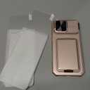 SSLOTSCASE for iPhone 17 Pro Max Case with 2X Screen Protector, HD Clarity Anti-Scratch, Card Holder & Kickstand & Slide Camera Cover, Military-Grade Heavy Duty Phone Cover for iPhone 17 Pro Max, Gold