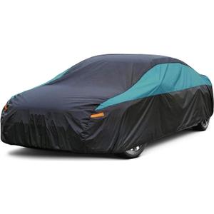 Car Cover for Automobiles Waterproof All Weather, Universal Fit Toyota Corolla, Honda Civic, Hyundai Elantra, Nissan Sentra, Mercedes-Benz CLA-Class, Genesis Coupe etc. (2 Fit Sedan/Coupe-Length (175" To 183"), Black-Green)