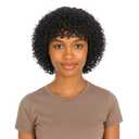 Curly Human Hair Wig with Bangs, Glueless Short Wigs for Black Women, Natural Black Bob Wig Human Hair Machine Made 1B