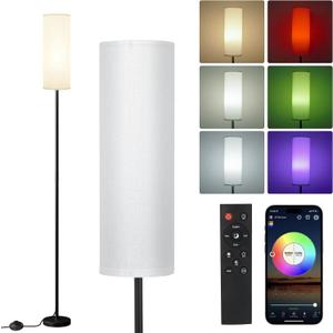 Frideko Floor Lamps for Living Room, Dimmable Colors Temperature & Brightness, Modern Floor Lamp Remote, Tall Standing Lamps for Living Room Bedroom Office, White Lampshade 9W RGB Smart Bulb
