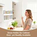 9.5'' Large Acrylic Straw Holder for Cabinet Door  Reusable Straw Organizer Storage Dispenser, Space-Saving Kitchen Accessories with Strong Adhesive, Transparent Cupboard Door Mounted Container