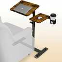 Aothia Small Standing Desk Rolling Table Adjustable Height, Laptop Mobile Stand with Wheels, Overbed Table, Portable Computer Workstation with Tiltable Desktop for Teacher Classroom Home Office, Brown