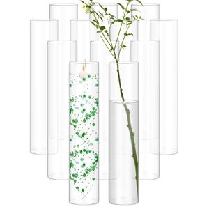 12 Pack Glass Cylinder Vases 16 Inch Tall Clear Flower Vase for Centerpieces, Hurricane Floating Candle Holder Wedding Decorations, Floral Vase Bulk for Table Shelf Party Home Deco (16 x 3.35 Inch)