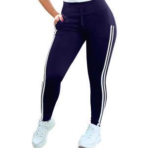 PINSV Women's Joggers Pants Running Sweatpants Athletic Workout Yoga Leggings with Pockets, Navy Blue, Large
