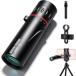 Mini Monocular Telescope with Phone Adapter, 25X Magnification Portable Single Tube for Hiking, Bird Watching, Stargazing, and Outdoor Adventures