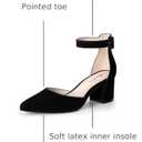 Ankis Closed Toe Heels for Women, 2.25 Inch Low Block Chunky Dress Pumps | Black Nude White Gold Silver Pointed Toe Design, Soft Insole, Adjustable Ankle Strap, Classic Versatile, For Formal Daily, 6.5