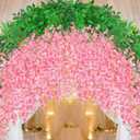 200 Pack Pink Wisteria Hanging Flowers,Fake Hanging Wisteria Flowers Garland for Decoration (3.6 Ft/Pcs)