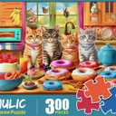 300 Piece Puzzles for Kids Boys Girls Ages 6-8 8-10 10-12 - Jigsaw Puzzles for Adults - Kitchen Kittens and Donuts