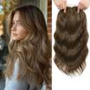 Hair Topper, 3D Hair Toppers for Women, Middle Part Clip in Bangs 16 Inch Synthetic Curly Wavy for Women Daily.