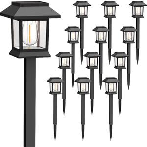 Solar Lights for Outside,10 Pack Waterproof Solar Garden Lights, Auto On/Off Solar Pathway Lights for Your Garden, Landscape, Path, Yard, Patio, Driveway,Walkway Decor