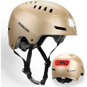 DKONI Bike Helmet with LED Lights Bicycle Helmets Commuter Cycling Helmet USB Rechargeable Front & Back LED Light Helmet for Adult Men Women, M