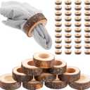 50 Pcs Wooden Bark Napkin Ring 1.18 Inch Handcrafted Wooden Napkin Holder Decorative Round Shaped Holders with Bark Edge Natural Design for Table Dining Parties Special Occasions Kitchen & Home Decor