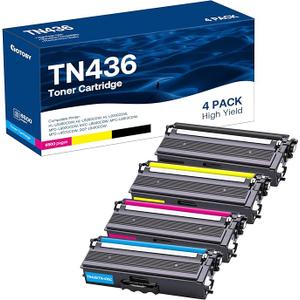 Compatible Toner Cartridge Replacement for Brother TN436 TN 436 TN436BK TN433 TN431for Brother HL-L8360CDW HL-L8260CDW MFC-L8900CDW MFC-L8690CDW Printer (Cyan, Yellow, Magenta, Black, 4 Pack)
