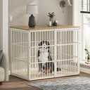 Lyromix 48'' XXL Dog Crate Furniture with 3 Doors,Wooden Crate End Table Heavy Duty Indoor Combination Cage for Medium to Large Dogs, Multiple Units Can be Combined, Natural Beech