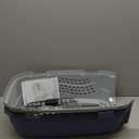 Amazon Basics Sturdy Portable 2-Door Top-Load Hard-Sided Pet Travel Carrier with Secure Ventilation, Handle, Front & Top Entry for Dogs, Cats, 22.8"L x 15"W x 13"H, Gray & Blue