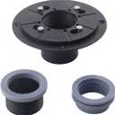 2 Inch Shower Drain Base Flange Kit Base, Threaded Adjustable Ring Adapter and Rubber Coupling Gasket for Installation of Square Linear Floor Drain Without Hub PVC