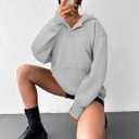 ATHMILE Oversized Hoodies for Women Fashion V Neck Pullover Sweatshirts with Thumb Hole Y2k Clothes Fall Outfits 2026 (Medium, Light Gray)