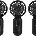 VanSmaGo Portable Mini 3-pack Handheld Personal Small Fan with 3-speed for Travel, USB Rechargeable Battery Operated Eyelash Fan, Black