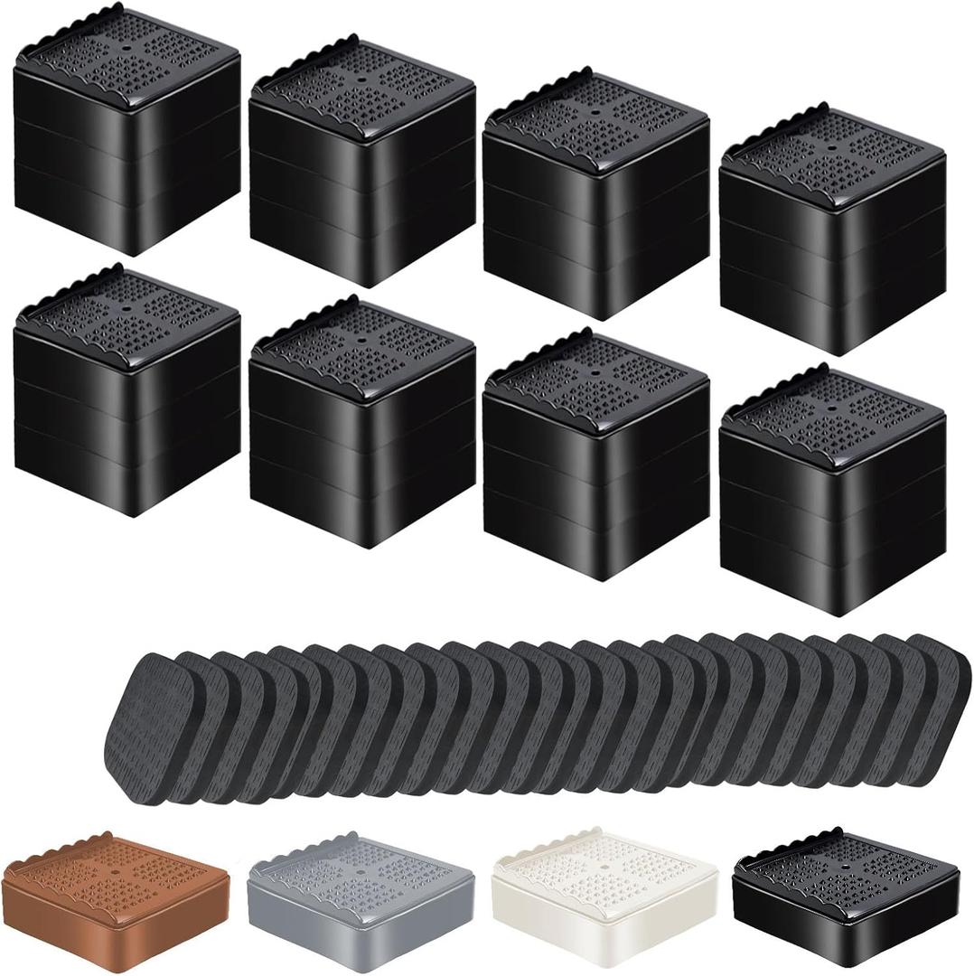 Shouwuhho Furniture Risers, 8 Pack Bed Risers with Non-Slip Grip and Heavy Duty Support, Height Lift for Couch, Sofa, Table, Desk, Chair, Refrigerator - Black, Size: 3 Inch