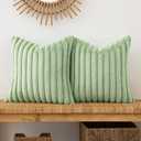 Woaboy Sage Green Throw Pillow Covers 20x20 Inch Set of 2 Decorative Couch Pillow Cases Soft Cozy Faux Rabbit Fur Velvet Back Modern Home Decor for Sofa Bedroom Livingroom