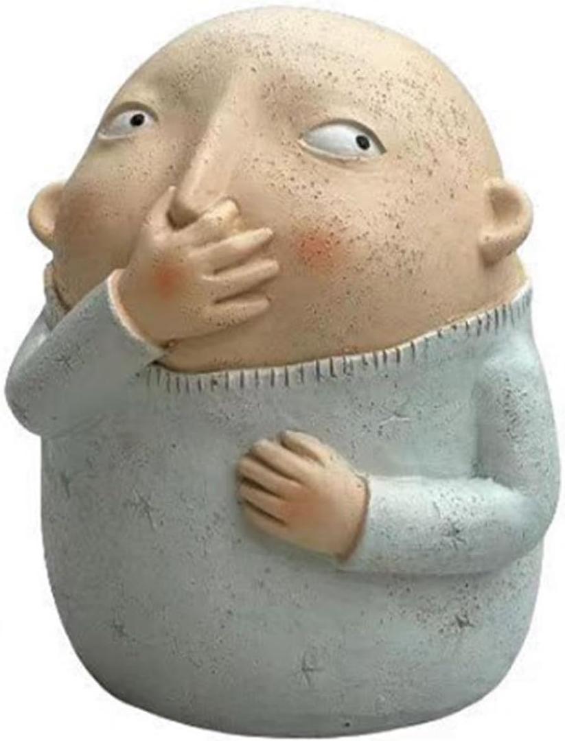 Funny Bathroom Decorations, Boy Holding Nose Figurine, 6.3 inch Resin Desktop Statue, Primitive Christmas Ornament