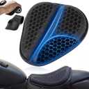 BBTO Motorcycle Gel Seat Cushion with Throttle Assist, Large Foldable 3D Honeycomb Shock-Absorbing Breathable Motorcycle Seat Pad with Cruise Control Holder, Motorbike Accessories for Long Rides