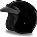 Daytona Cruiser Helmet - Hi-Gloss Black - Lightweight 3/4 Shell Motorcycle Helmet with Removable Gloss Black Bubble Visor Added - Bluetooth Compatible - L - 2.30 Pounds