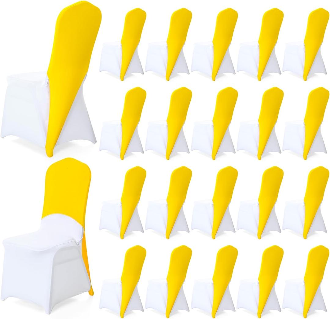 20 Pcs Chair Cap Covers Spandex Chair Hood Sash Hat Bands Folding Stretch Elastic Cover for Wedding Holidays Banquet Party Celebration (Yellow)