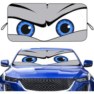 Car Windshield Sun Shade, Funny Eyes Sun Visor, Wear-Resistant Black Tape, Foldable 59x27.5/63''x31.5'' (Standard)