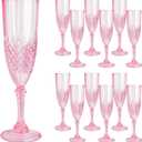 12 Pcs Pink Plastic Champagne Flutes,Pink Champagne Glasses Bulk, Made of Durable Plastic Material Can be Used for Weddings, Everyday Fun Parties and More!