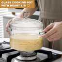 4L Glass Cooking Pot with Heart-shaped Lid, 4.2Qt/4000ml, Heat Resistant, High Thermal Conductivity Reduces Energy Use, Dishwasher Oven Gas Electric Stove Safe,for Potpourri,Soups,Pasta, 4.2 Quarts