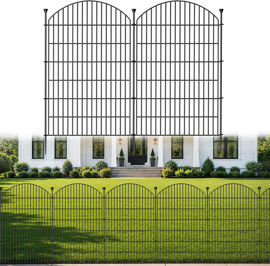 12 Pack No Dig Decorative Garden Fence Panels, 40in(H) x 29ft(L), Dog Fence Outdoor for Yard, Rustproof Metal Animal Barrier for Rabbits & Flowers, Temporary Fencing for Patio, RV