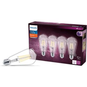 40W ST19 3-Pack Vintage Edison Spiral Soft White (2700K) 400 Lumen (4.4W = 40W) Dimmable Clear Flicker-Free Light Bulbs