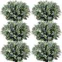 Janinka Mixed Eucalyptus Leaves Stems Bulk with White Seeds Artificial Silver Dollar Leaves Sprays Faux Oval for Wreath Garland Floral Bouquets Arrangement Wedding Greenery Decoration (40)