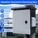 Waterproof Outdoor Electrical Box with Thermostat & Fan, 15.7" H x 11.8" L x 7.9" W Metal Enclosure, Vented NEMA Box for CCTV, Camera, Security System