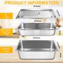 3 Pack Full Size 4 Inch, 6 Inch Hotel Pan with Lid Perforated Steam Table Pan Chafing Pans Steam Table Tray Stainless Steel Restaurant Supplies for Buffets Catering Commercial Kitchen