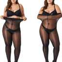 2 Pairs Women's Shiny Pantyhose Plus Size Oil Sheer Tights High Waist Shimmer Stockings (3X-Large-4X-Large, Black)