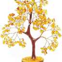 Citrine Tree Crystal Tree Healing Gemstone Crystal Bonsai Fortune Money Tree for Good Luck, Home Office Kitchen Dcor Spiritual Gift (Golden Wire and 300 Beads) Size 10-12 Inches (Citrine)