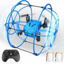BEZGAR HQ053 Remote Control Drone for Kids - RC Mini Spherical Rolling Quadcopter Beginner 360 Degree Flip, Christmas Birthday Gift Indoor Outdoor Toys for Boys Age 4 5 6 7 8-12, Blue