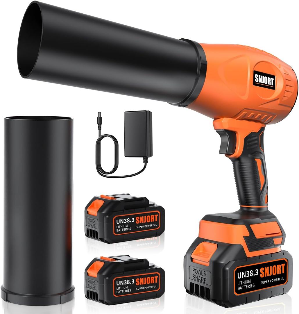 Leaf Blower Cordless with Battery and Charger,980,000 RPM,Extended Nozzle,Lightweight Handheld Design,Blower for Patio, Lawn, Yard, Deck CleaningReddish Orange