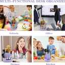 2 x 360Degree Rotating Desk Organizer, 10 Slots Pencil Pen Holder for Desktop, Cute Rotating Desk Pen Organizer Storage Caddy for Office, School, Home, Art Supply, Teacher (Purple)