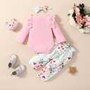 FOCUTEBB My First Easter Outfit Baby Girls Newborn Infant Clothes Easter Bunny Ruffled Romper Pants Clothes Set 0-18 Months